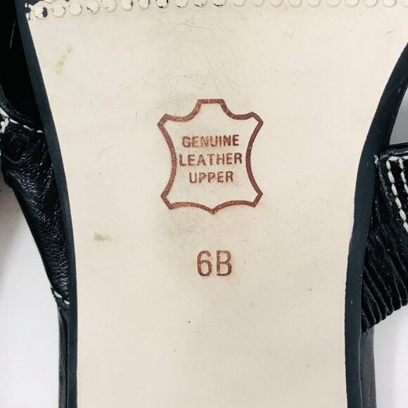Talbots Sandal Womens 6B Black Leather Strappy Mid Kitten Heel Open Toe Slip On - Picture 8 of 12